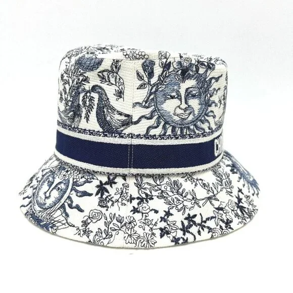 Dior 42TFS923X131 D-BOBBY Embroidered logo jacquard Hat Canvas White/Navy - Picture 4 of 12